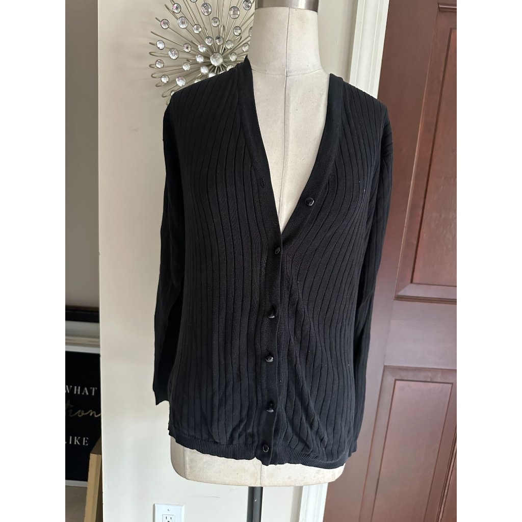 Choice Brand Black Button Down 100 Silk Cardigan Medium